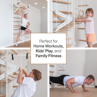 Wooden Swedish Ladder Wall Set Kinder 3, Stall Bar, Indoor Jungle Gym