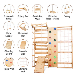 Grand Wooden Swedish Ladder Wall Set Sport 4, Stall Bar, Indoor Jungle Gym