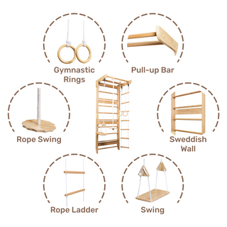 Wooden Swedish Ladder Wall Set Sport 2, Stall Bar, Indoor Jungle Gym