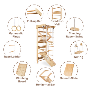 Wooden Swedish Ladder Wall Set Sport 3, Climbing ladder, Indoor Jungle Gym