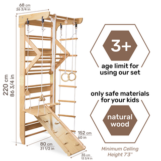 Wooden Swedish Ladder Wall Set Sport 3, Climbing ladder, Indoor Jungle Gym