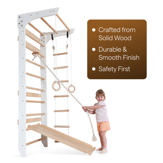 Wooden Swedish Ladder Wall Set Kinder 3, Stall Bar, Indoor Jungle Gym
