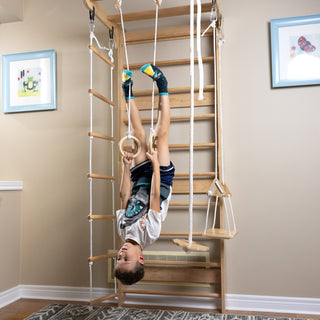 Wooden Swedish Ladder Wall Set Sport 2, Stall Bar, Indoor Jungle Gym