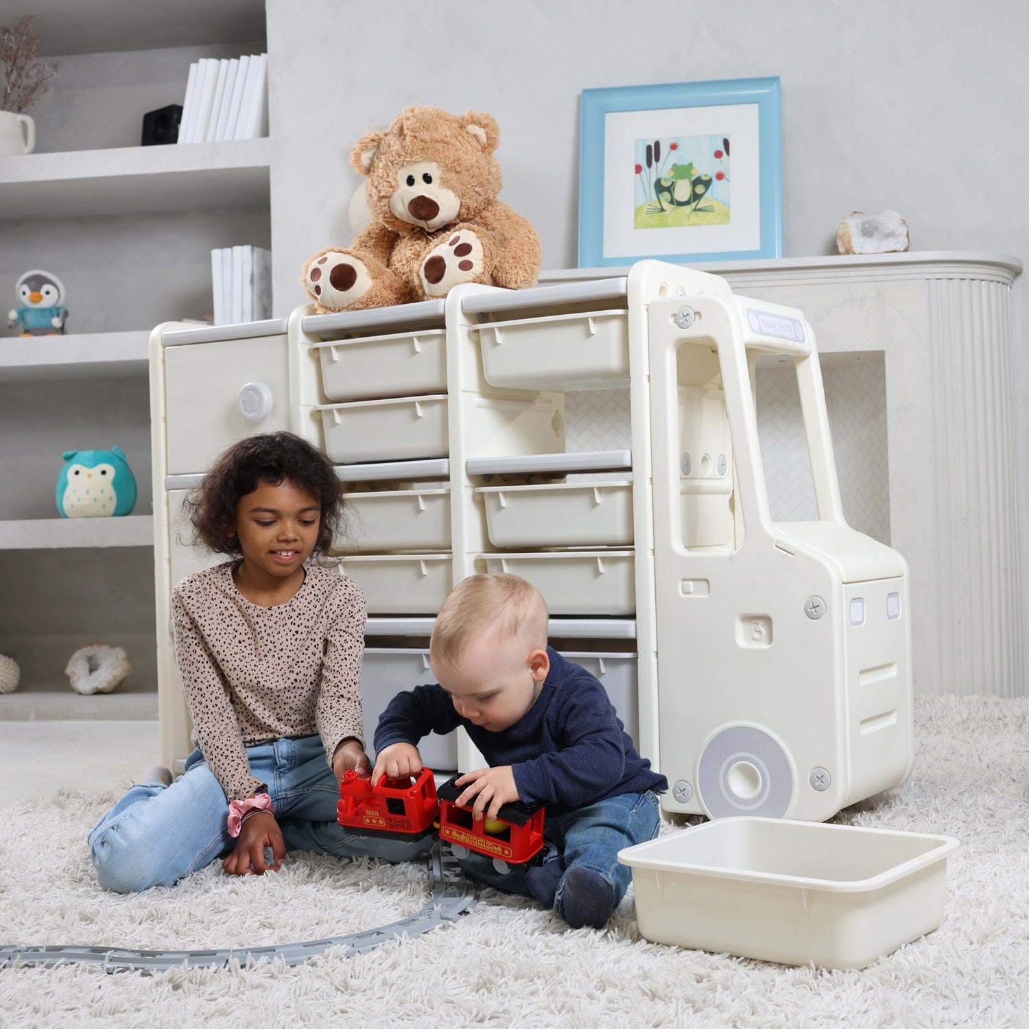 TheLAShop Multi-Color 3-Tiers Kid's Toy Organizer with 9 Storage Bins –