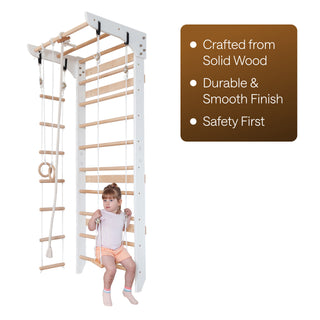 Wooden Swedish Ladder Wall Set Kinder 2, Stall Bar, Indoor Jungle Gym