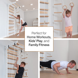 Wooden Swedish Ladder Wall Set Kinder 2, Stall Bar, Indoor Jungle Gym