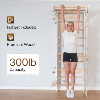 Wooden Swedish Ladder Wall Set Kinder 2, Stall Bar, Indoor Jungle Gym