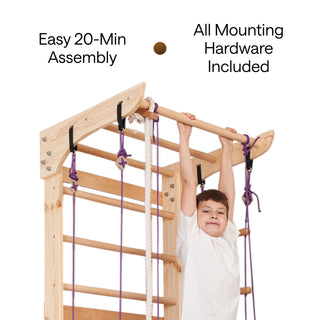 Wooden Swedish Ladder Wall Set Sport 2, Stall Bar, Indoor Jungle Gym