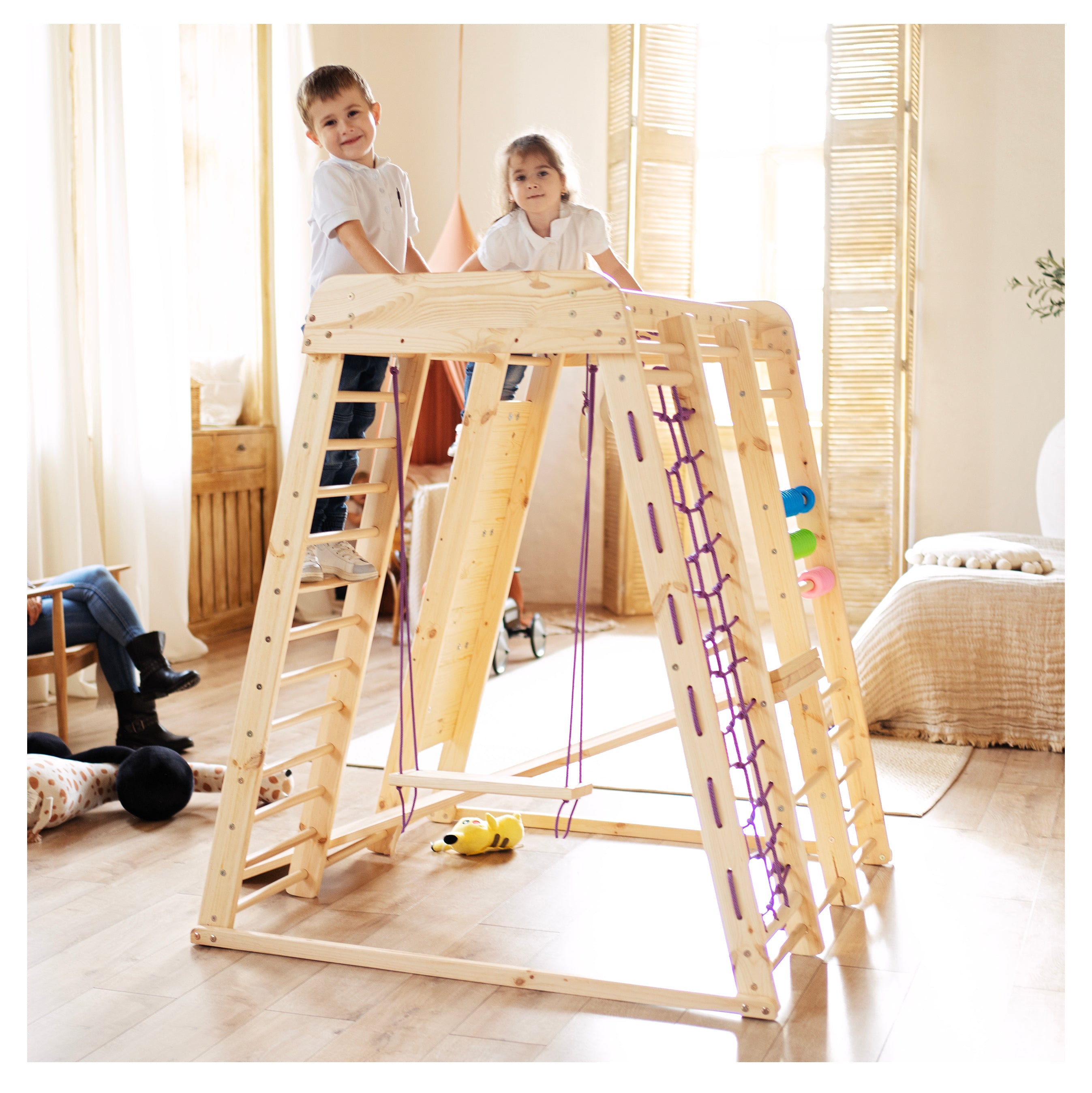 Indoor Playground Mini Jungle Gym Climbing Frame At Home