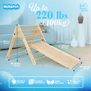 Kinder Climber and Slide - Pikler Triangle Set Wedanta "Triangle-2" (3 in 1)