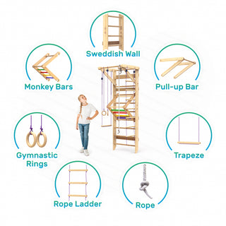 Wooden Swedish Ladder Wall Set Sport-4 - Wedanta Kids